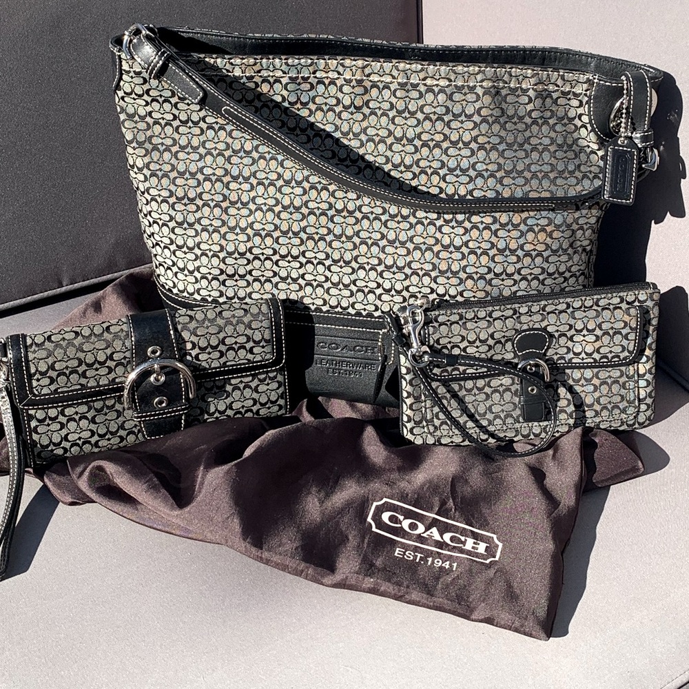 3 piece Coach set: tote, wallet, wristlet